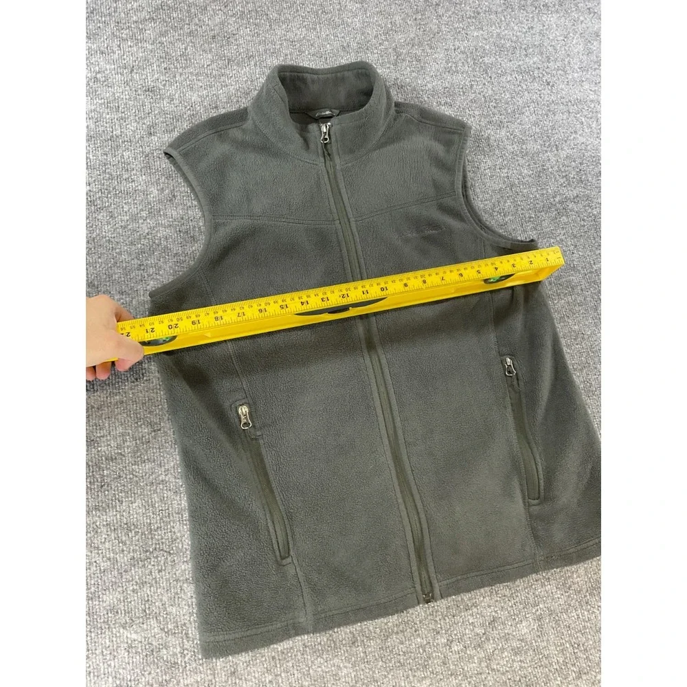 Eddie Bauer Fleece Vest Mens Medium M Green Full Zip Sleeveless Outdoor Hiking C